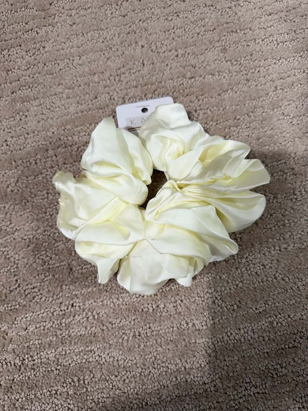 Kaxi Oversized Pleated Satin Scrunchie Cream Ivory White